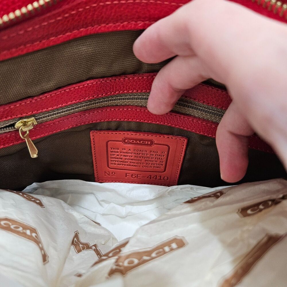 Vintage Coach Madison Sutton Satchel Crossbody Bag 4410 Scarlet Red Italy - Picture 14 of 16
